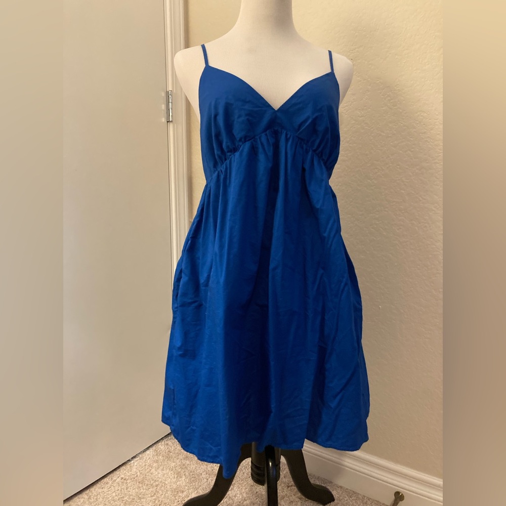 Old Navy Vibrant Blue Dress with Adjustable Straps and Pockets